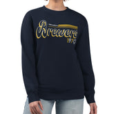 Milwaukee Brewers Starter Women's Groovy Script Team Fleece Pullover Sweatshirt - MLB Pullover