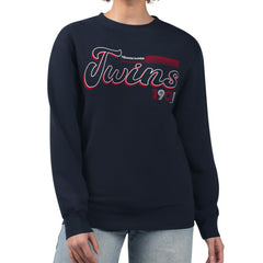 Minnesota Twins Starter Women's Groovy Script Team Fleece Pullover Sweatshirt - MLB Pullover