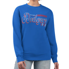 Los Angeles Dodgers Starter Women's Groovy Script Team Fleece Pullover Sweatshirt - MLB Pullover