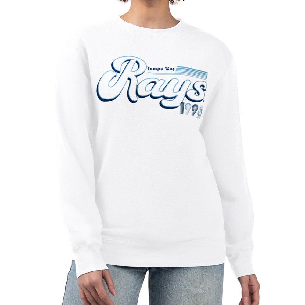 Tampa Bay Rays Starter Women's Groovy Script Team Fleece Pullover Sweatshirt - MLB Pullover