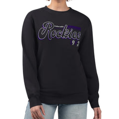 Colorado Rockies Starter Women's Groovy Script Team Fleece Pullover Sweatshirt - MLB Pullover