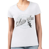 Chicago White Sox G-III 4Her by Carl Banks Women's Super-Slim Fit Lightweight Pinstripe Circle V-Neck T-Shirt - MLB T-shirts