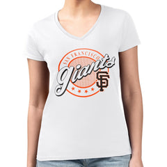 San Francisco Giants G-III 4Her by Carl Banks Women's Super-Slim Fit Lightweight Pinstripe Circle V-Neck T-Shirt - MLB T-shirts
