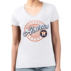 Houston Astros G-III 4Her by Carl Banks Women's Super-Slim Fit Lightweight Pinstripe Circle V-Neck T-Shirt - MLB T-shirts