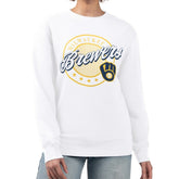 Milwaukee Brewers G-III 4Her by Carl Banks Women's Pinstripe Circle Team Fleece Pullover Sweatshirt - MLB Pullover