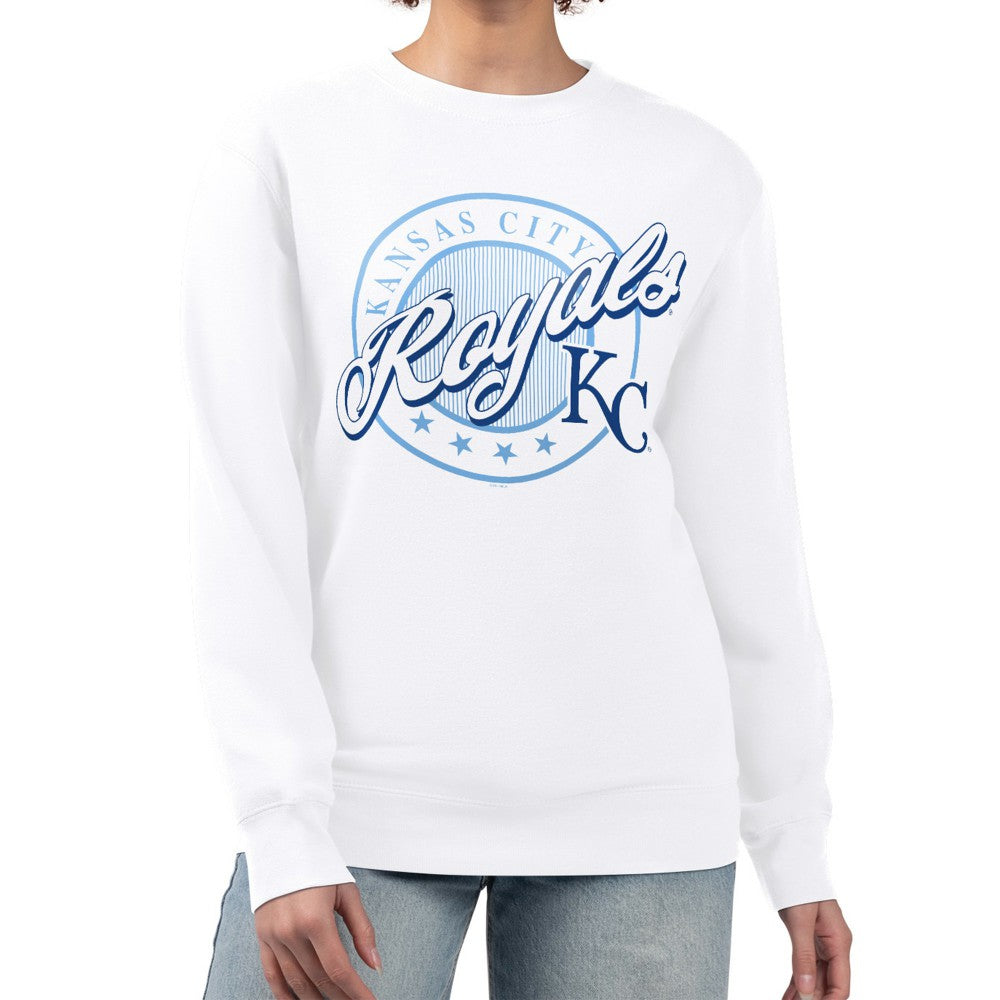 Kansas City Royals G-III 4Her by Carl Banks Women's Pinstripe Circle Team Fleece Pullover Sweatshirt - MLB Pullover