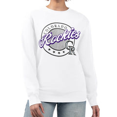 Colorado Rockies G-III 4Her by Carl Banks Women's Pinstripe Circle Team Fleece Pullover Sweatshirt - MLB Pullover
