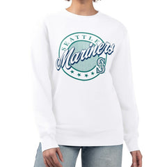 Seattle Mariners G-III 4Her by Carl Banks Women's Pinstripe Circle Team Fleece Pullover Sweatshirt - MLB Pullover