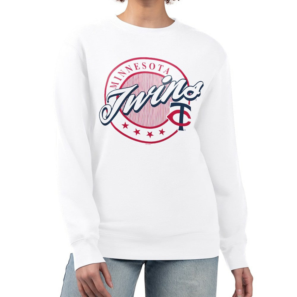 Minnesota Twins G-III 4Her by Carl Banks Women's Pinstripe Circle Team Fleece Pullover Sweatshirt - MLB Pullover