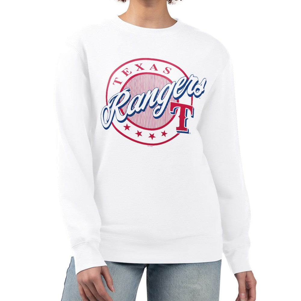 Texas Rangers G-III 4Her by Carl Banks Women's Pinstripe Circle Team Fleece Pullover Sweatshirt - MLB Pullover