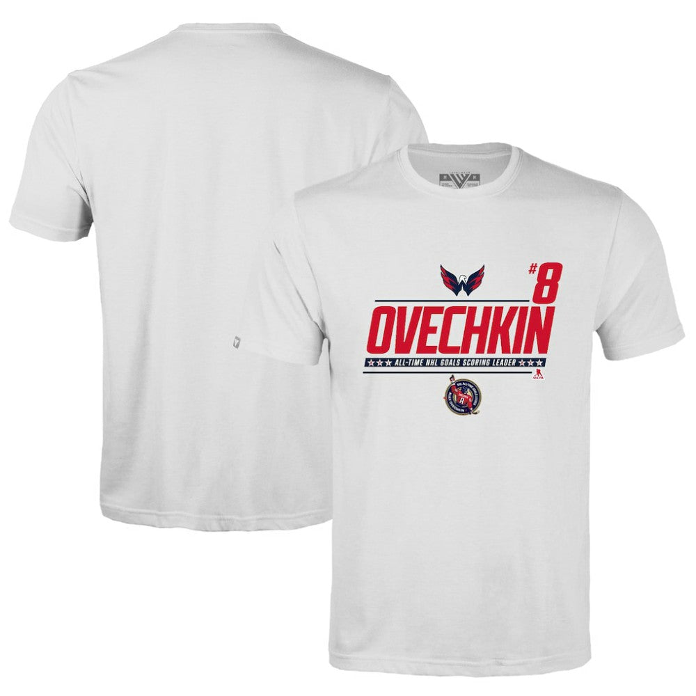 Alexander Ovechkin Washington Capitals Levelwear NHL All-Time Leading Goal Scorer Milestone Name & Number Richmond T-Shirt - NHL T-shirts