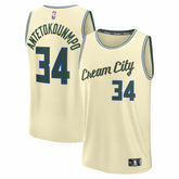 Cream Giannis Antetokounmpo Milwaukee Bucks Youth 2025/26 City Edition Fast Break Jersey | NBA
