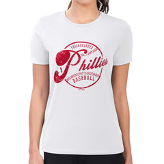 Philadelphia Phillies G-III 4Her by Carl Banks Women's Super-Slim Fit Lightweight Distressed Baseball Team T-Shirt - MLB T-shirts