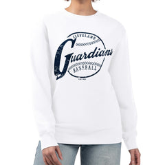 Cleveland Guardians G-III 4Her by Carl Banks Women's Distressed Baseball Team Fleece Pullover Sweatshirt - MLB Pullover