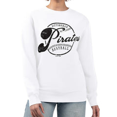 Pittsburgh Pirates G-III 4Her by Carl Banks Women's Distressed Baseball Team Fleece Pullover Sweatshirt - MLB Pullover