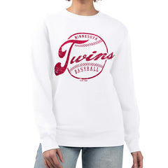 Minnesota Twins G-III 4Her by Carl Banks Women's Distressed Baseball Team Fleece Pullover Sweatshirt - MLB Pullover