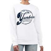 New York Yankees G-III 4Her by Carl Banks Women's Distressed Baseball Team Fleece Pullover Sweatshirt - MLB Pullover