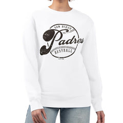 San Diego Padres G-III 4Her by Carl Banks Women's Distressed Baseball Team Fleece Pullover Sweatshirt - MLB Pullover