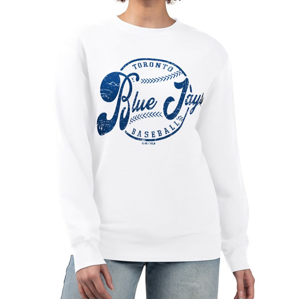 Toronto Blue Jays G-III 4Her by Carl Banks Women's Distressed Baseball Team Fleece Pullover Sweatshirt - MLB Pullover