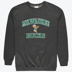 Heather Charcoal Milwaukee Bucks Hardwood Classics Big & Tall Crewneck Sweatshirt | NBA