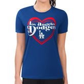 Los Angeles Dodgers G-III 4Her by Carl Banks Women's Super-Slim Fit Lightweight Double Heart T-Shirt - MLB T-shirts