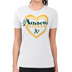 Athletics G-III 4Her by Carl Banks Women's Super-Slim Fit Lightweight Double Heart T-Shirt - MLB T-shirts