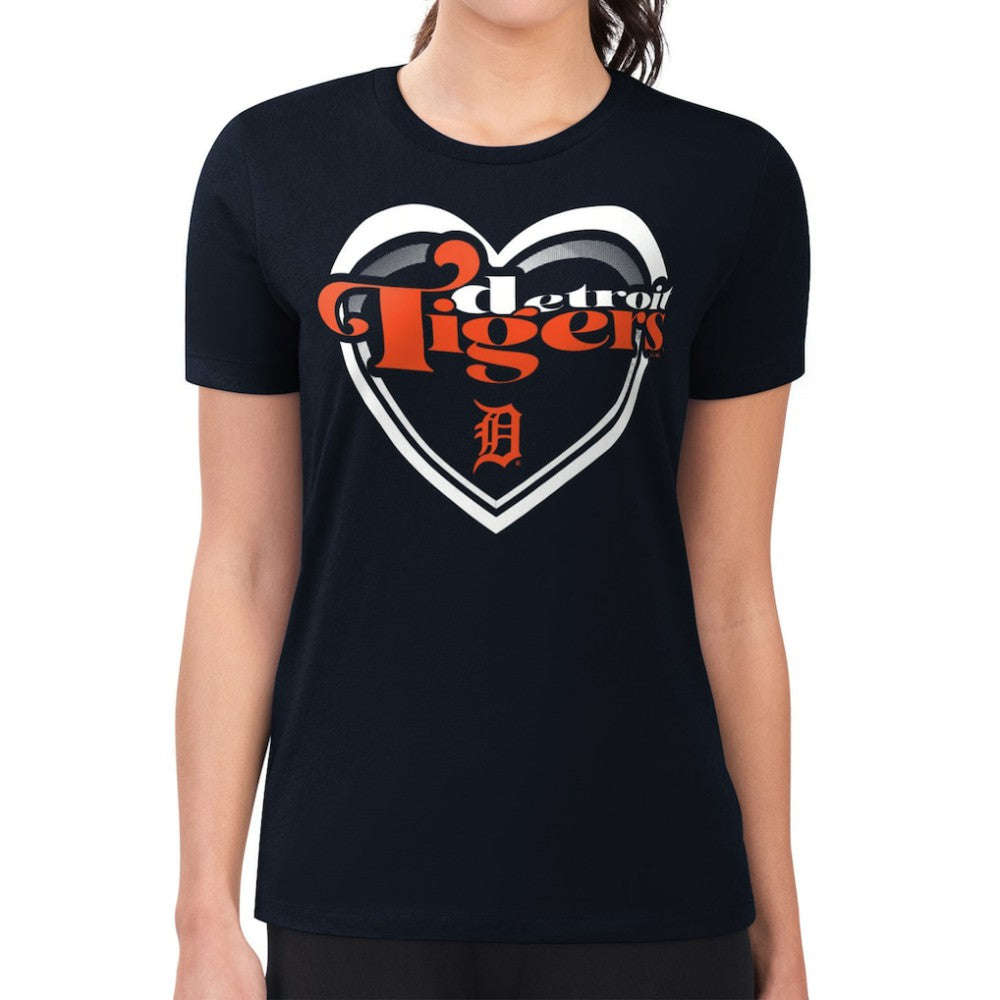 Detroit Tigers G-III 4Her by Carl Banks Women's Super-Slim Fit Lightweight Double Heart T-Shirt - MLB T-shirts
