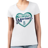 Seattle Mariners G-III 4Her by Carl Banks Women's Super-Slim Fit Lightweight Double Heart V-Neck T-Shirt - MLB T-shirts