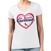 St. Louis Cardinals G-III 4Her by Carl Banks Women's Super-Slim Fit Lightweight Double Heart V-Neck T-Shirt - MLB T-shirts