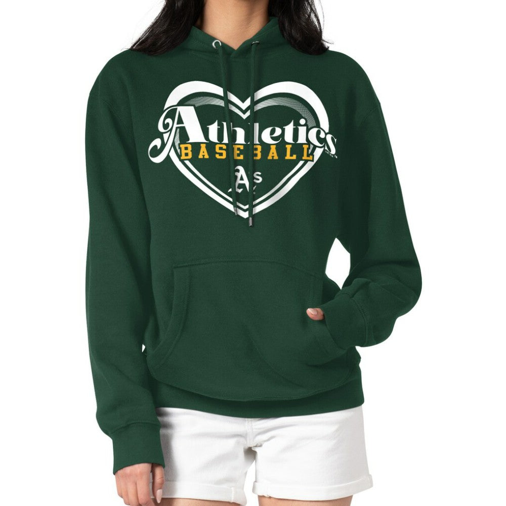 Athletics G-III 4Her by Carl Banks Women's Double Heart Fleece Pullover Hoodie - MLB Hoodies