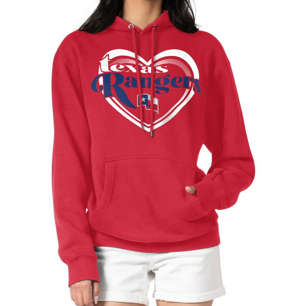 Texas Rangers G-III 4Her by Carl Banks Women's Double Heart Fleece Pullover Hoodie - MLB Hoodies