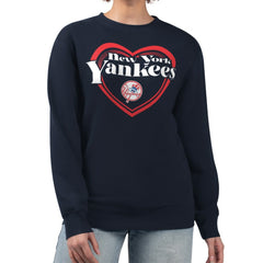 New York Yankees G-III 4Her by Carl Banks Women's Double Heart Fleece Pullover Sweatshirt - MLB Pullover