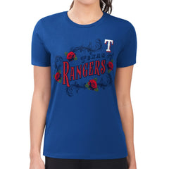 Texas Rangers G-III 4Her by Carl Banks Women's Super-Slim Fit Lightweight Retro Roses T-Shirt - MLB T-shirts