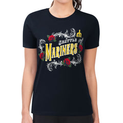 Seattle Mariners G-III 4Her by Carl Banks Women's Super-Slim Fit Lightweight Retro Roses T-Shirt - MLB T-shirts