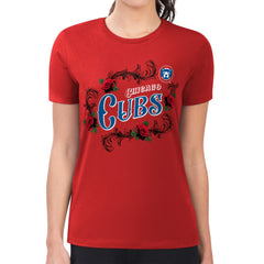 Chicago Cubs G-III 4Her by Carl Banks Women's Super-Slim Fit Lightweight Retro Roses T-Shirt - MLB T-shirts