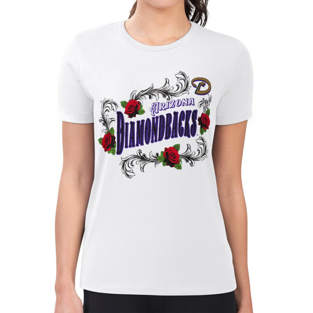 Arizona Diamondbacks G-III 4Her by Carl Banks Women's Super-Slim Fit Lightweight Retro Roses T-Shirt - MLB T-shirts