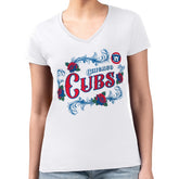 Chicago Cubs G-III 4Her by Carl Banks Women's Super-Slim Fit Lightweight Retro Roses V-Neck T-Shirt - MLB T-shirts