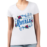 Kansas City Royals G-III 4Her by Carl Banks Women's Super-Slim Fit Lightweight Retro Roses V-Neck T-Shirt - MLB T-shirts