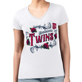 Minnesota Twins G-III 4Her by Carl Banks Women's Super-Slim Fit Lightweight Retro Roses V-Neck T-Shirt - MLB T-shirts