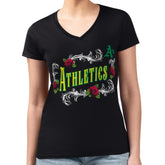 Athletics G-III 4Her by Carl Banks Women's Super-Slim Fit Lightweight Retro Roses V-Neck T-Shirt - MLB T-shirts