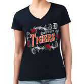 Detroit Tigers G-III 4Her by Carl Banks Women's Super-Slim Fit Lightweight Retro Roses V-Neck T-Shirt - MLB T-shirts