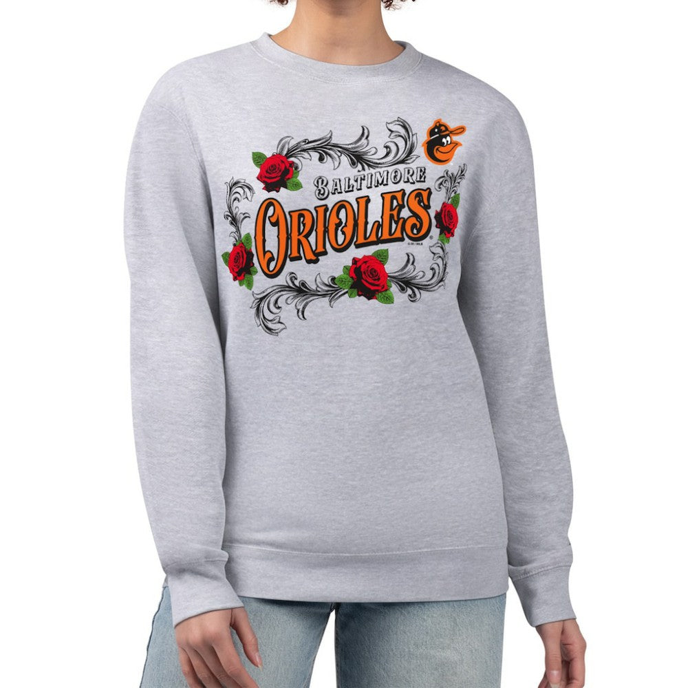 Baltimore Orioles G-III 4Her by Carl Banks Women's Retro Roses Fleece Pullover Sweatshirt - MLB Pullover