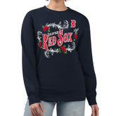Boston Red Sox G-III 4Her by Carl Banks Women's Retro Roses Fleece Pullover Sweatshirt - MLB Pullover