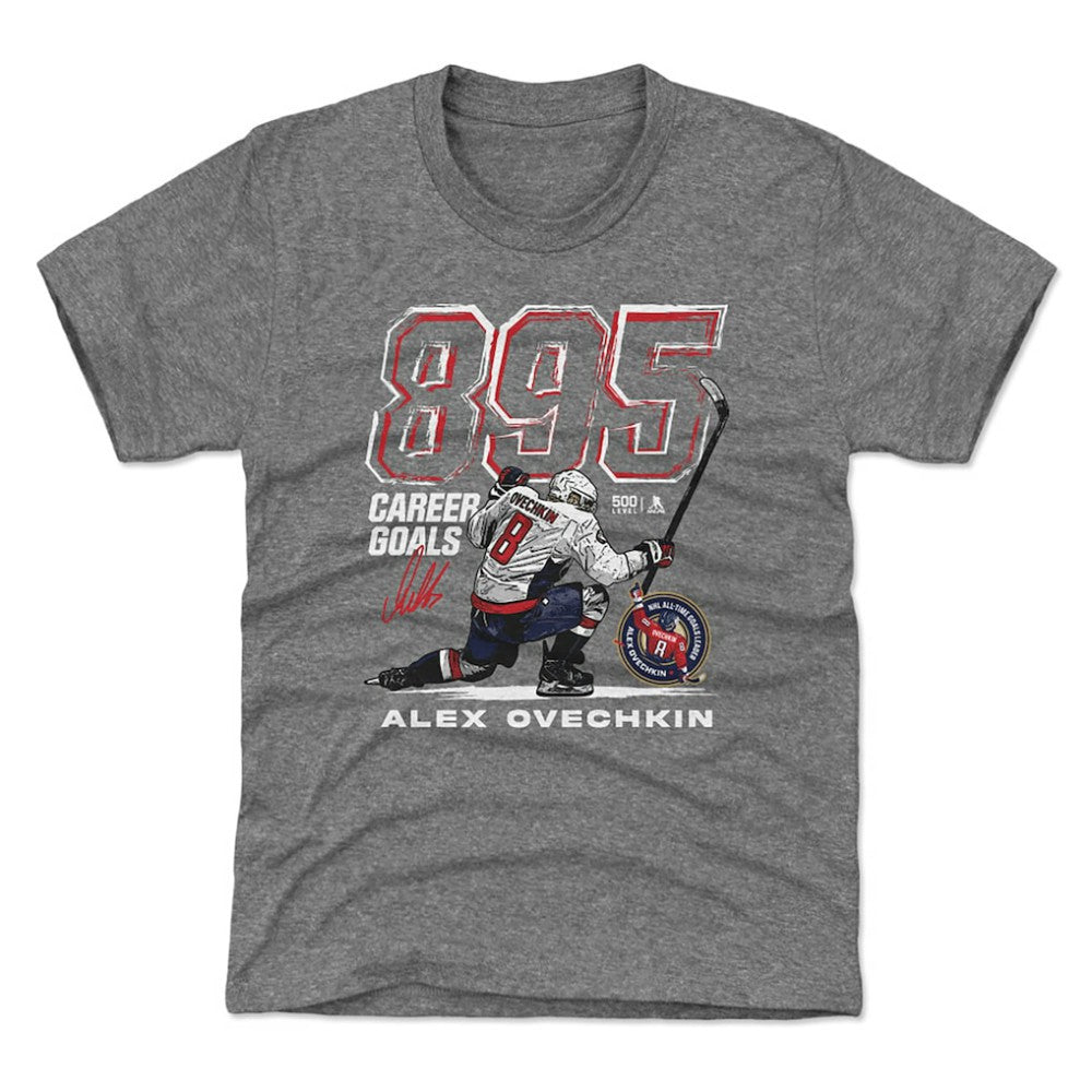 Alexander Ovechkin Washington Capitals 500 Level Youth NHL All-Time Leading Goal Scorer Grunge T-Shirt - NHL T-shirts