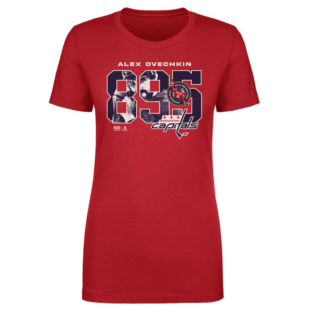Alexander Ovechkin Washington Capitals 500 Level Women's NHL All-Time Leading Goal Scorer Overlay T-Shirt - NHL T-shirts