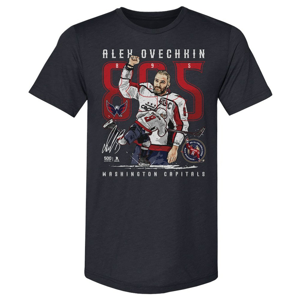 Alexander Ovechkin Washington Capitals 500 Level NHL All-Time Leading Goal Scorer Tri-Blend The Shot T-Shirt - NHL T-shirts