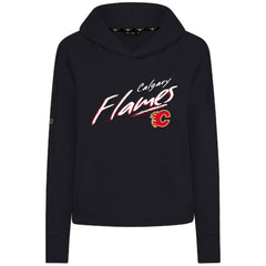 Calgary Flames Levelwear Women's Sweet Sizzle Tri-Blend Cropped Pullover Hoodie - NHL Hoodies