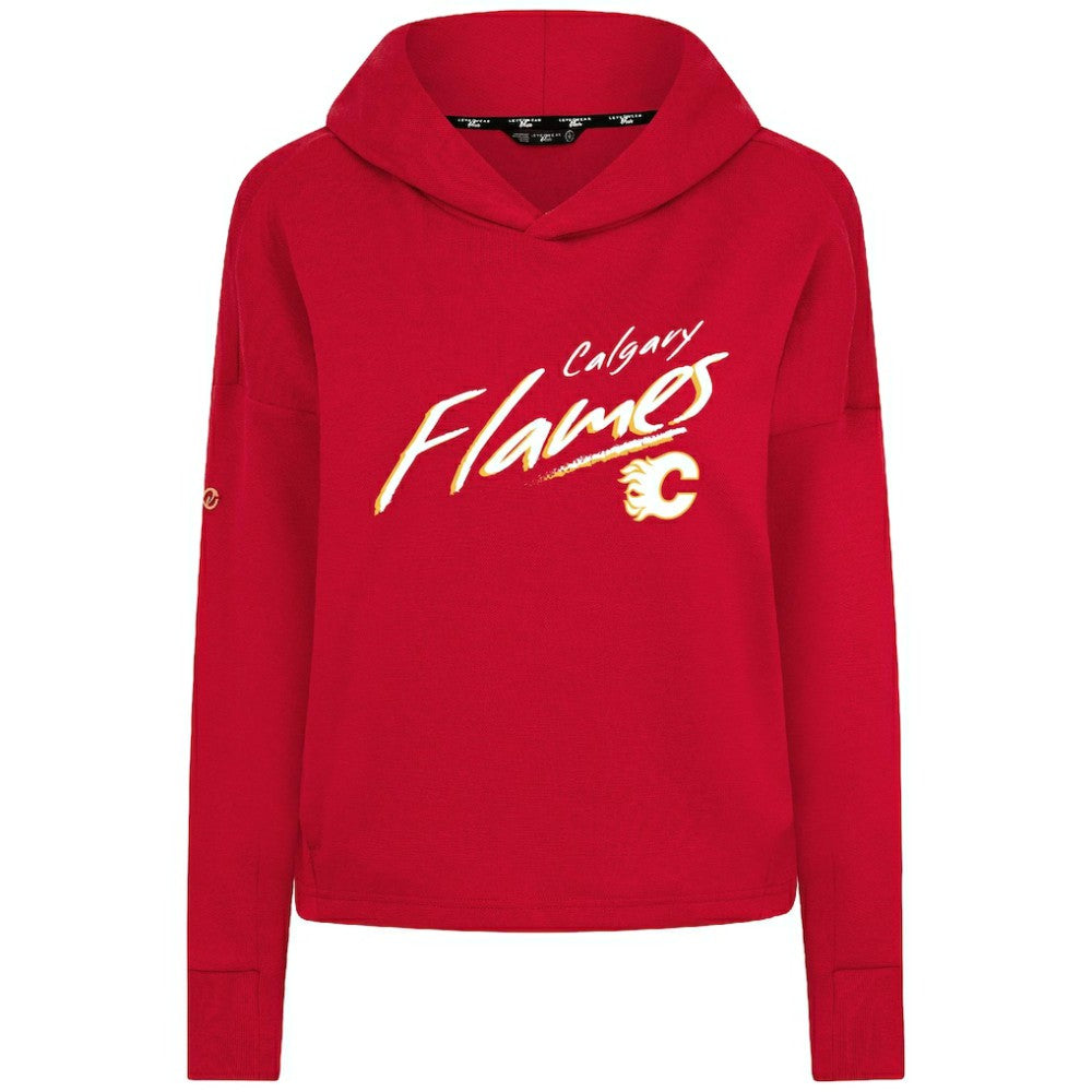 Calgary Flames Levelwear Women's Sweet Sizzle Tri-Blend Cropped Pullover Hoodie - NHL Hoodies