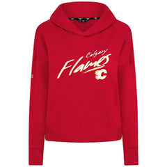 Calgary Flames Levelwear Women's Sweet Sizzle Tri-Blend Cropped Pullover Hoodie - NHL Hoodies