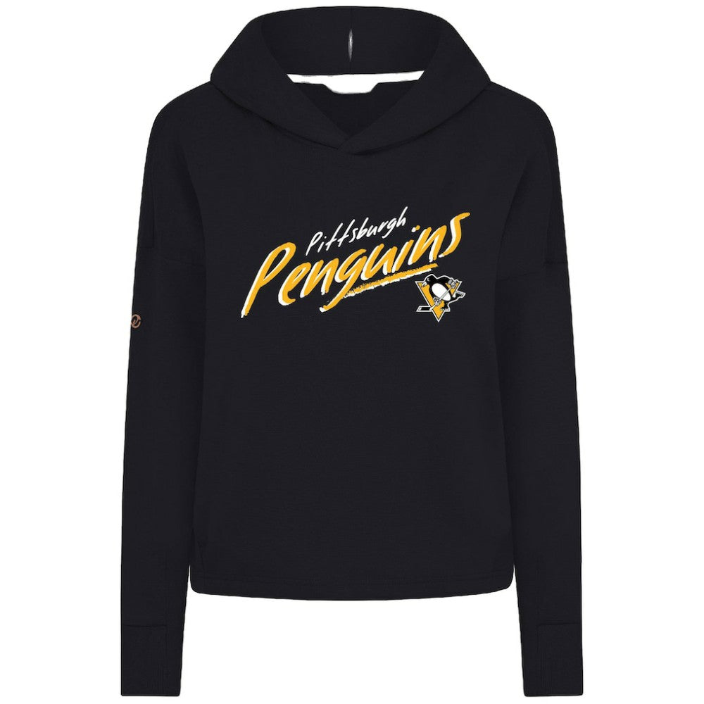 Pittsburgh Penguins Levelwear Women's Sweet Sizzle Tri-Blend Cropped Pullover Hoodie - NHL Hoodies